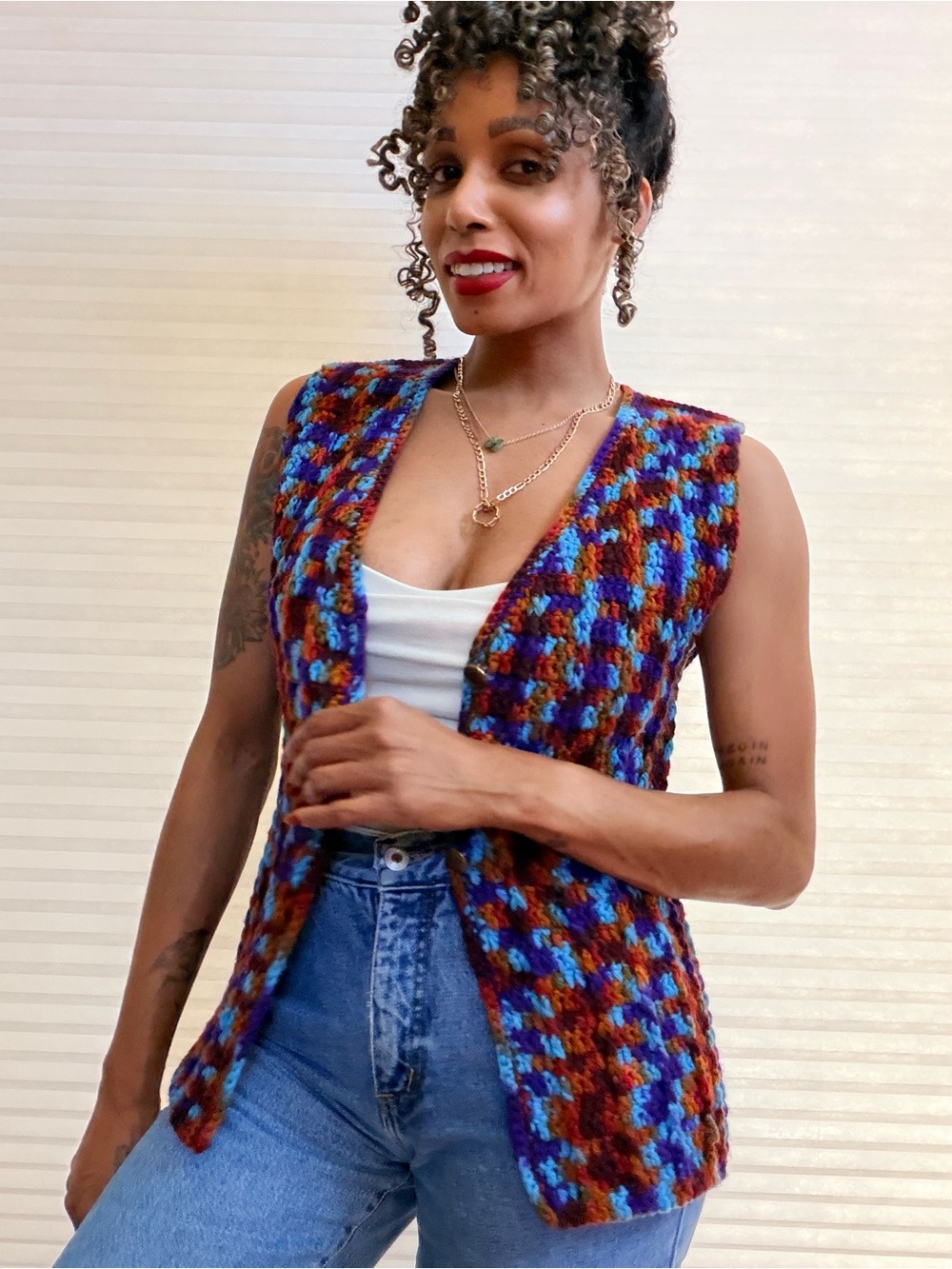 Vintage Grandma-Core Hand Knit Sweater Vest